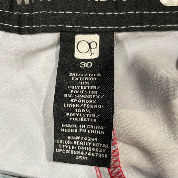 OP Swimming Trunks Board Shorts Blue & Red With Drawstrings & Pocket - Size 30 - Picture 6 of 8